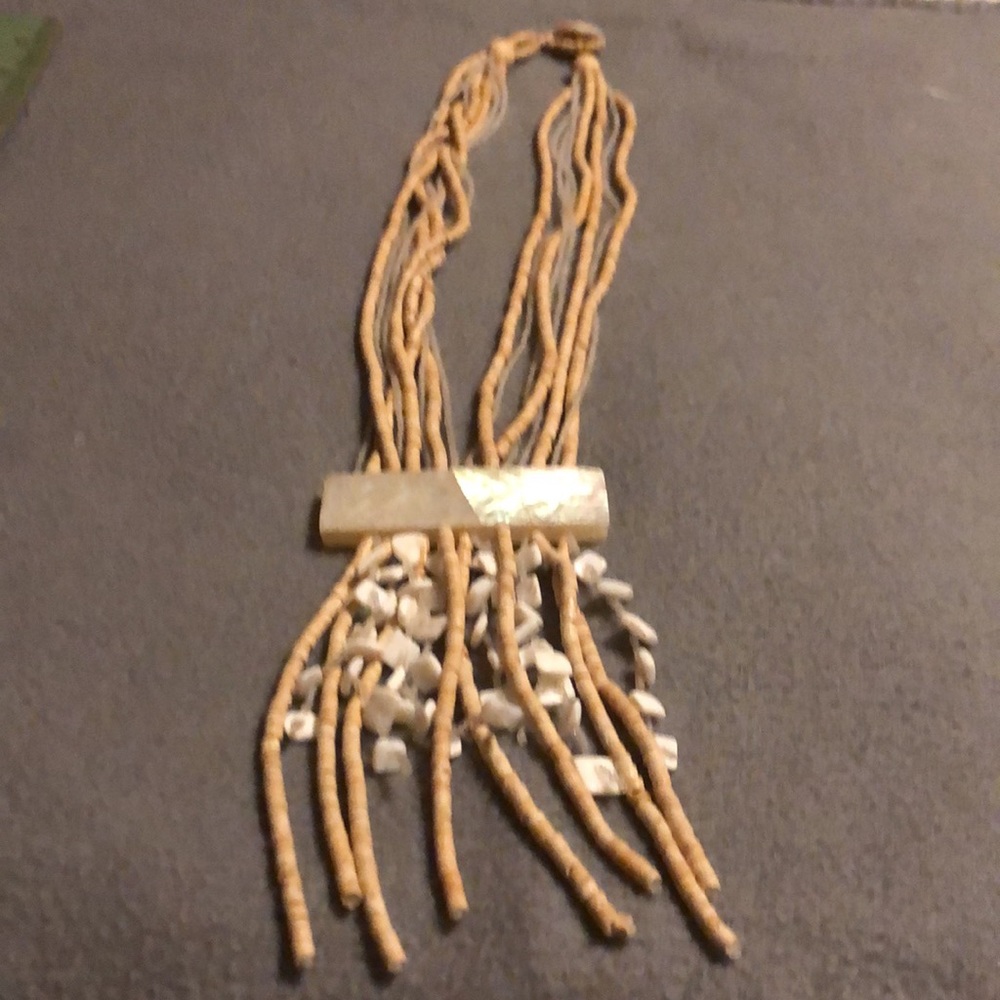 Bead, shell, and Abalone long bohemian necklace